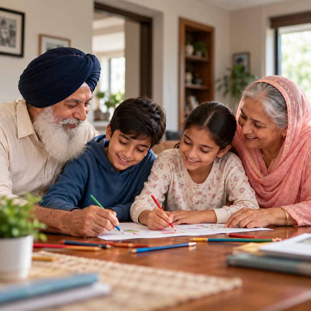 Family welcoming their parents and grandparents to Canada